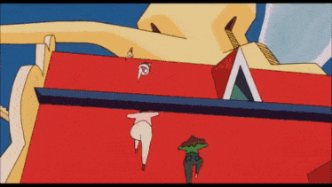 a cartoon drawing of a man standing on a red carpet