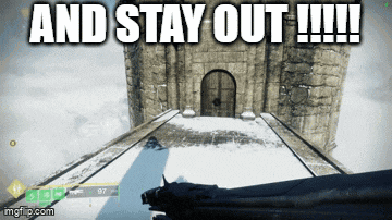a screenshot of a video game with the words and stay out written on it