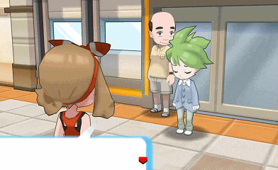 a cartoon character with green hair is standing next to a man