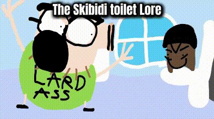 a cartoon of a man with a green shirt that says lard ass