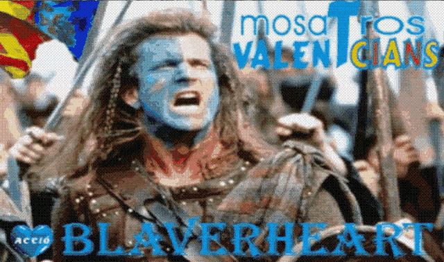 a poster for the movie blaverheart with a man with blue paint on his face holding a sword