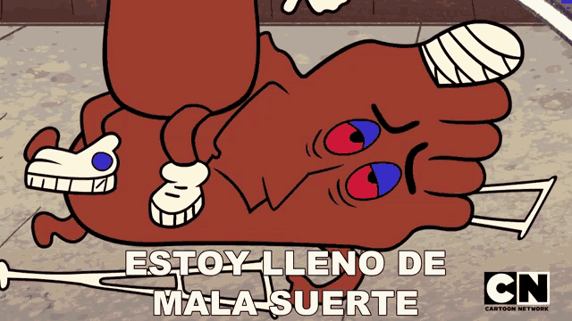 a cartoon of a foot with a bandage on it and the words estoy lleno de mala suerte below it