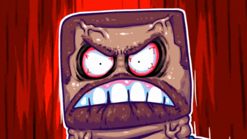 a cartoon drawing of a man with a beard has a very angry look on his face