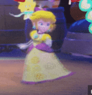 a pixelated image of a princess peach dancing in a video game
