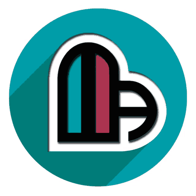 a blue circle with a heart and the letter e on it