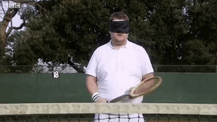 English-comedian-james-corden Man-blind-folded GIF - English-comedian-james-corden Man-blind-folded Man-playing-tennis GIFs