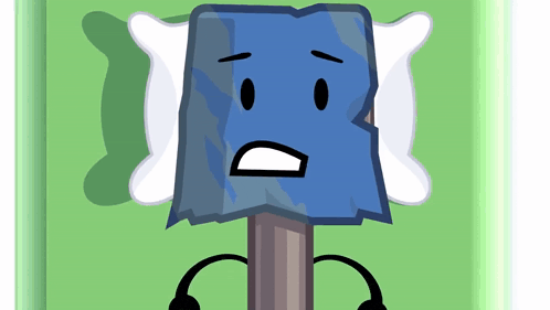 a cartoon character with a blue towel on its head