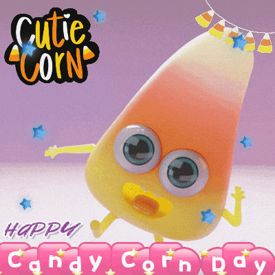 a picture of a candy corn with the words happy candy corn day on the bottom