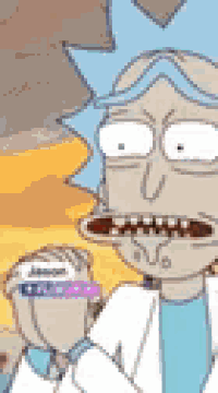 rick and morty is a cartoon character that is holding a toothbrush in his hand .