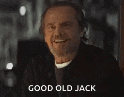 a close up of a man with a beard and mustache smiling and saying `` good old jack '' .