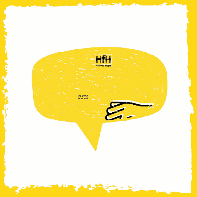 a yellow speech bubble that says it 's okay to be bald on it