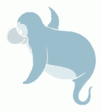 a blue penguin with a long tail is standing on a white surface .