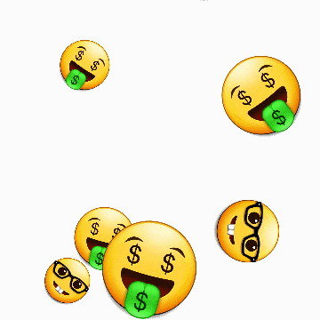 a bunch of smiley faces with glasses and dollar signs on them