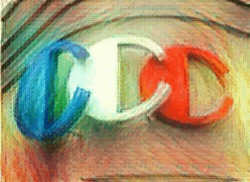 a painting of a person with the letters cd on it