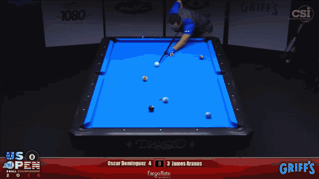 oscar dominguez is playing pool against james aranas