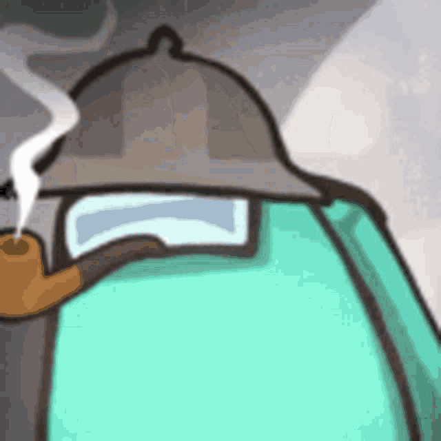 a cartoon character wearing a hat and smoking a pipe .