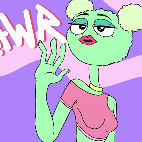 a cartoon drawing of a woman with the word twp on the bottom right