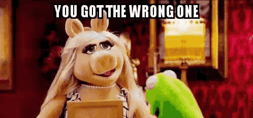 miss piggy from the muppets is holding a green pillow .