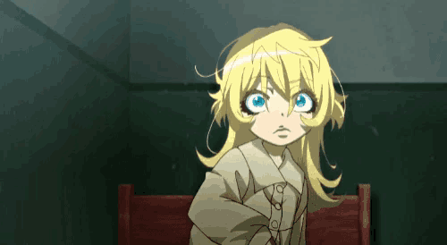 a little girl with blonde hair and big blue eyes