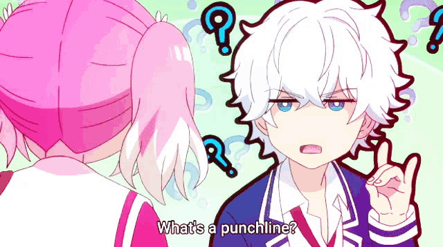 a cartoon character says what 's a punchline in front of a question mark