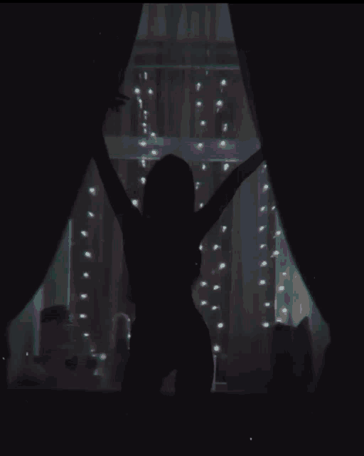 a silhouette of a woman standing in front of a window