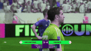 a soccer game between argentina and france with a score of 3 to 4
