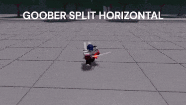 a screenshot of a video game with the words goober split horizontal at the top