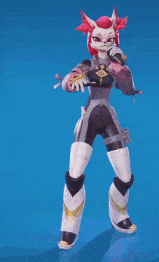 a cartoon character with pink hair is holding a microphone in her hand