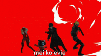 a collage of anime characters with the caption " mei ko evie " on the bottom