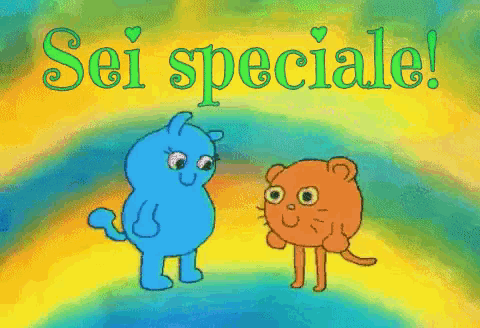 a cartoon of a cat giving a flower to another cat with the words sei speciale