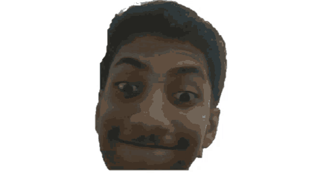 a close up of a man 's face with a funny face