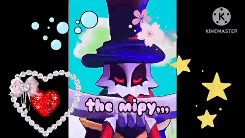 a cartoon character with a top hat and a mustache is holding a sign that says `` the mipy '' .