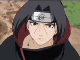 a close up of a naruto character with a headband on