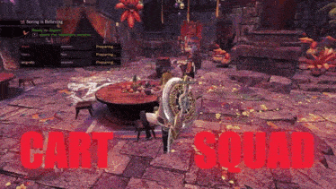 a video game with the words cart squad in red letters