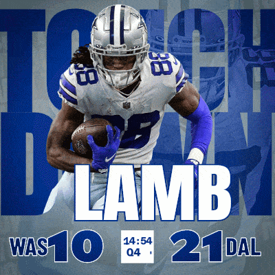 a poster of a football player with the words lamb was 10 and 21 dal