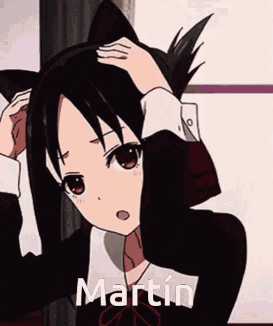 a picture of a girl with cat ears and the name martin