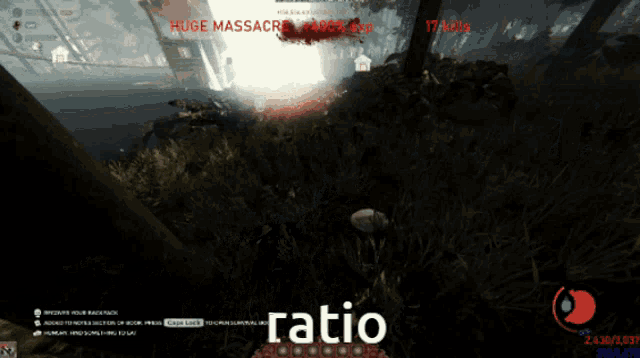 a screen shot of a video game with the word ratio at the top