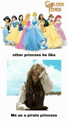 a group of princesses standing next to each other with the words golden tides below them