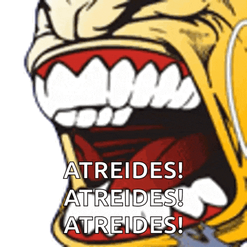 a cartoon drawing of a man with his mouth open and the words atreides atreides atreides atreides