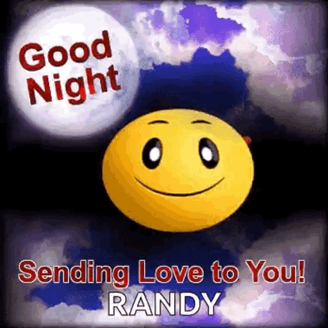 a good night message with a smiley face and the words `` sending love to you ! ''
