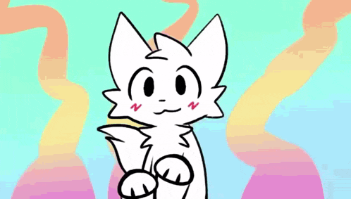 a cartoon of two cats hugging each other on a blue background .