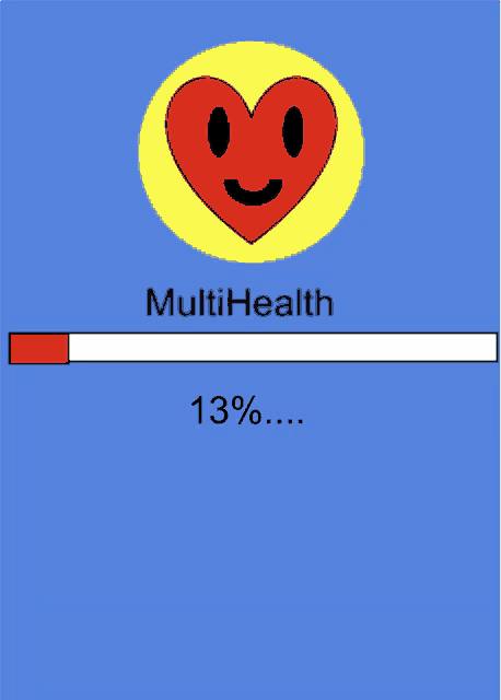 a blue background with a heart and the words multihealth