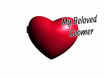 two hearts that say my beloved coomer with a picture of a girl