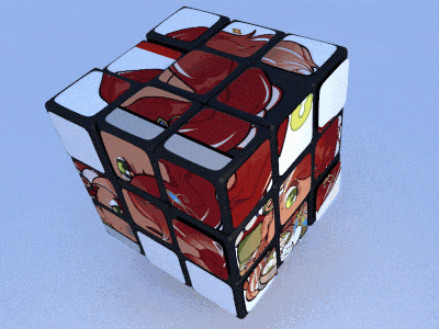 a rubik 's cube with a picture of a woman on the side