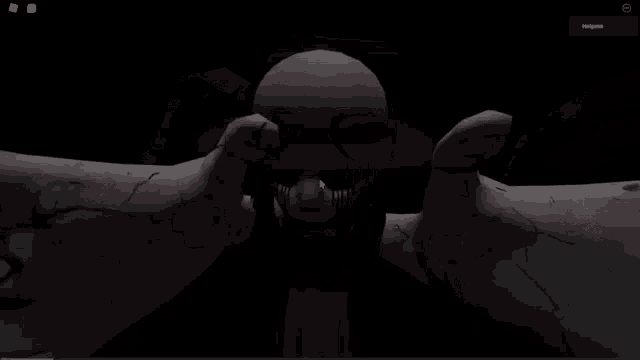 a screenshot of a video game where a ghost is holding a person 's hand in a dark room .