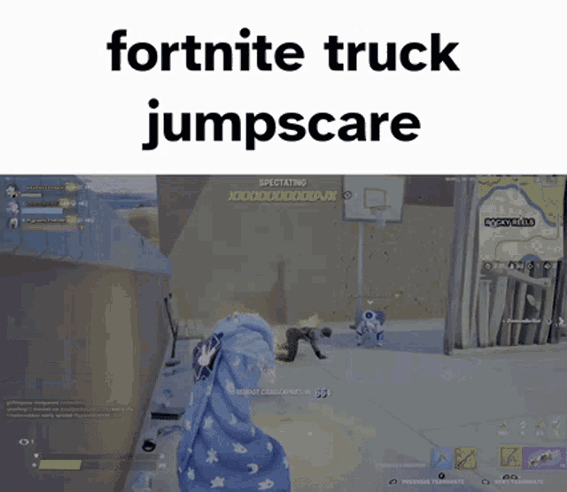 a screen shot of a video game with the words fortnite truck jumpscare