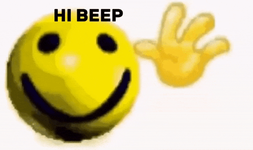 a smiley face with a hand waving next to it .
