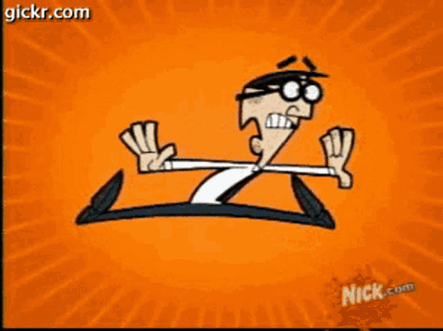 a cartoon character is laying on his back with a nick.com logo in the background