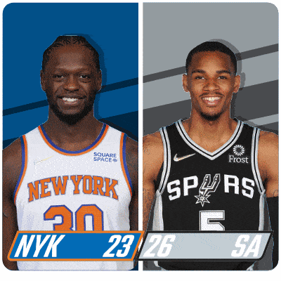 two basketball players one from the new york knicks and the other from the san antonio spurs