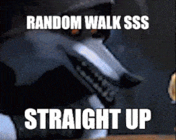 a picture of a wolf with the words random walk sss straight up below it